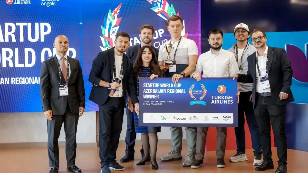 Attendees and startup founders at the Baku ID 2026 innovation festival in Baku.